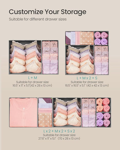SONGMICS Drawer Organizer, Dresser Drawer Organizers, Foldable Fabric Storage - Image 5
