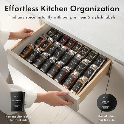 Glass Spice Jars with Labels and Steel Lids Spice Containers with 240 Label - Image 3