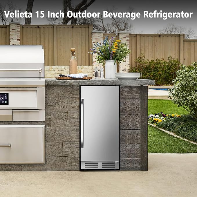 15 Inch Outdoor Beverage Refrigerator Cooler, Stainless Steel 127 Cans Beverage - Image 2