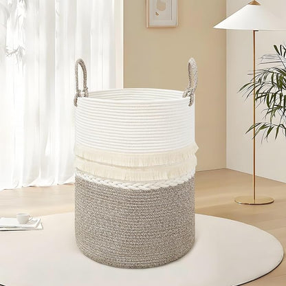danpinera 79 L Large Laundry Basket, Tall Woven Cotton Storage Hamper - Image 9