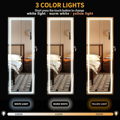 LVSOMT LED Mirror Jewelry Cabinet, Wall/Door Mount Jewelry Armoire Organizer - Image 4