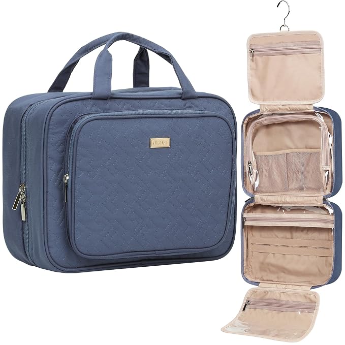 NISHEL Travel Toiletry Bag for Women, Makeup Essentials Organizer, Hanging Case by NISHEL