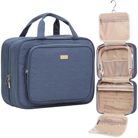 NISHEL Travel Toiletry Bag for Women, Makeup Essentials Organizer, Hanging Case by NISHEL