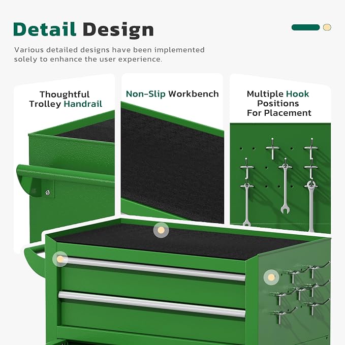 Greenvelly Tool Chest, 8-Drawer Rolling Tool Chest - Image 4