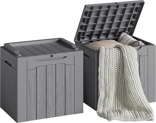 Devoko 30 Gallon Resin Deck Box 2 Pack Outdoor Indoor Waterproof Storage Box by DEVOKO