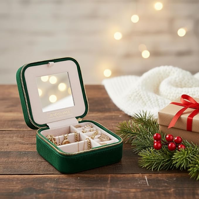 Benevolence LA Plush Velvet Jewelry Box | Travel Jewelry Case Organizer - Image 8