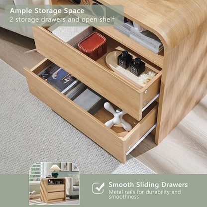 25" Tall Modern Nightstand Set of 2, 23.6'' Wide Wood Bedside Table w/2 Storage - Image 5