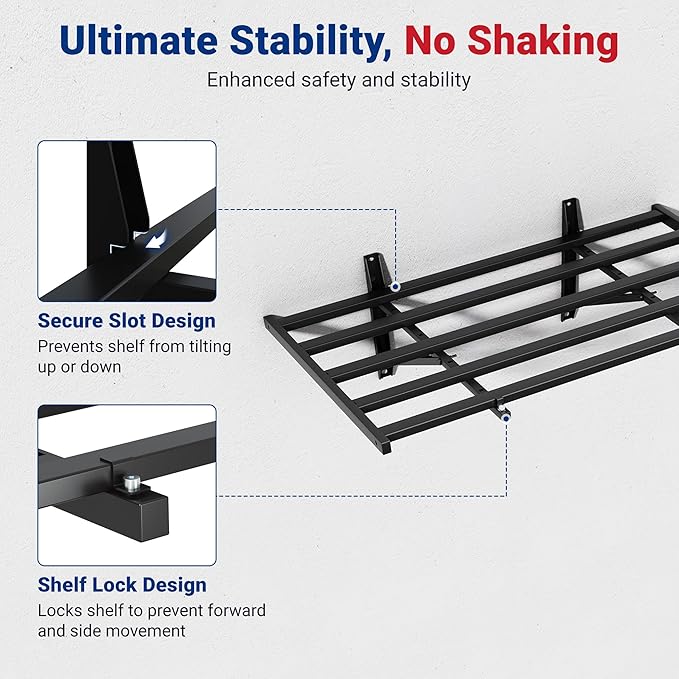 FLEXIMOUNTS 2x4ft Heavy Duty Garage Wall Shelving, 400lbs Capacity, Storage - Image 4