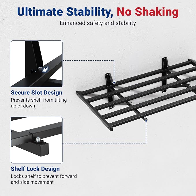 FLEXIMOUNTS 2x4ft Heavy Duty Garage Wall Shelving, 400lbs Capacity, Storage - Image 5