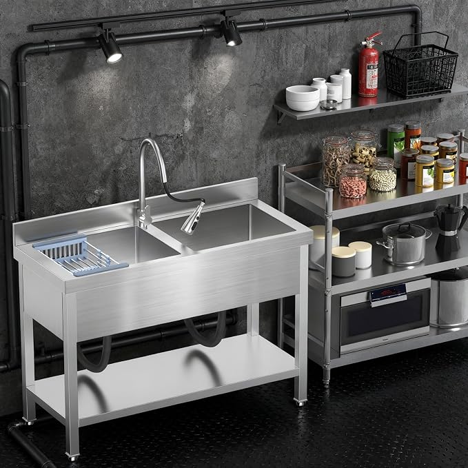 Stainless Steel Utility Sink Commercial Stainless Steel Double Bowl Utility Sink - Image 4