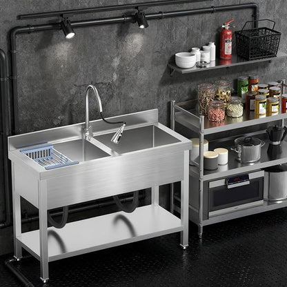 Stainless Steel Utility Sink Commercial Stainless Steel Double Bowl Utility Sink - Image 4
