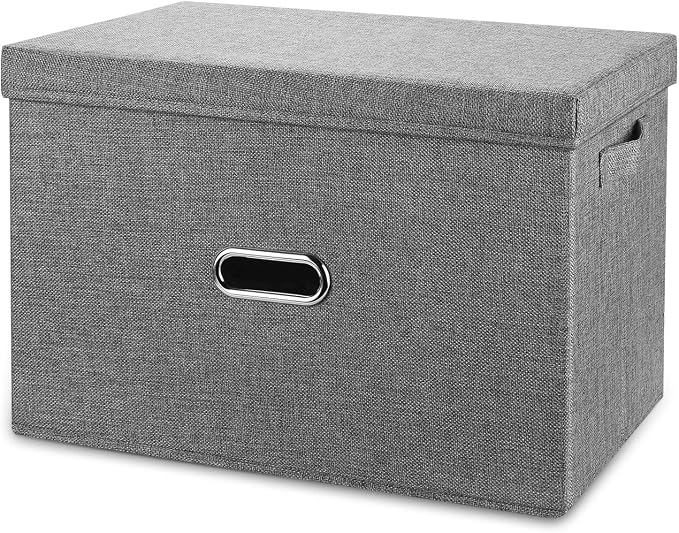 Linen Fabric Collapsible Storage Bins by Unknown