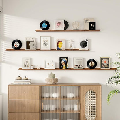 Floating Picture Ledge Shelves for Wall Set of 2, 72 Inches Picture Ledge Shelf - Image 2