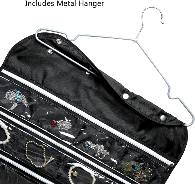 BB Brotrade Hanging Jewelry Organizer, Accessories Organizer, 56 Zipper Pocket - Image 4