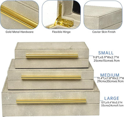 Faux Shagreen Leather Jewelry Storage Boxes Set of 3 - Image 2