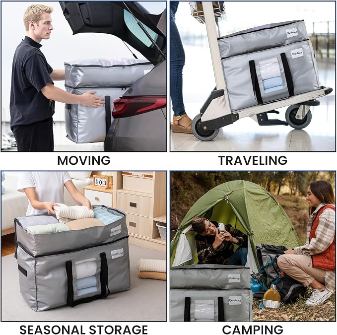 TAILI 2 Tier Extra Large Moving Bags, 4 Pack Silver Heavy Duty Totes - Image 9