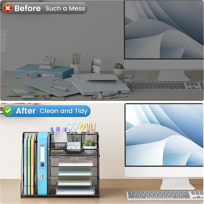 Lavatino Desk Organizer, 5-Tier Metal Mesh Paper Letter Tray - Image 3