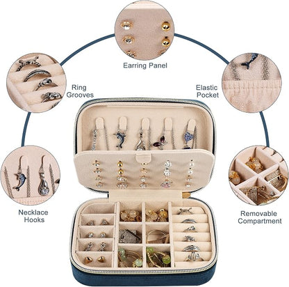 Dajasan Velvet Jewelry Travel Case, Small Travel Jewelry Box, Portable Travel - Image 3