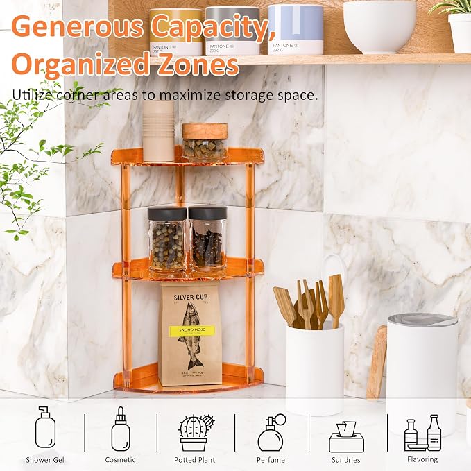 3 Tier Countertop Corner Organizer Shelf 7x7x15.7 Inch, Vanity Storage Organizer - Image 3