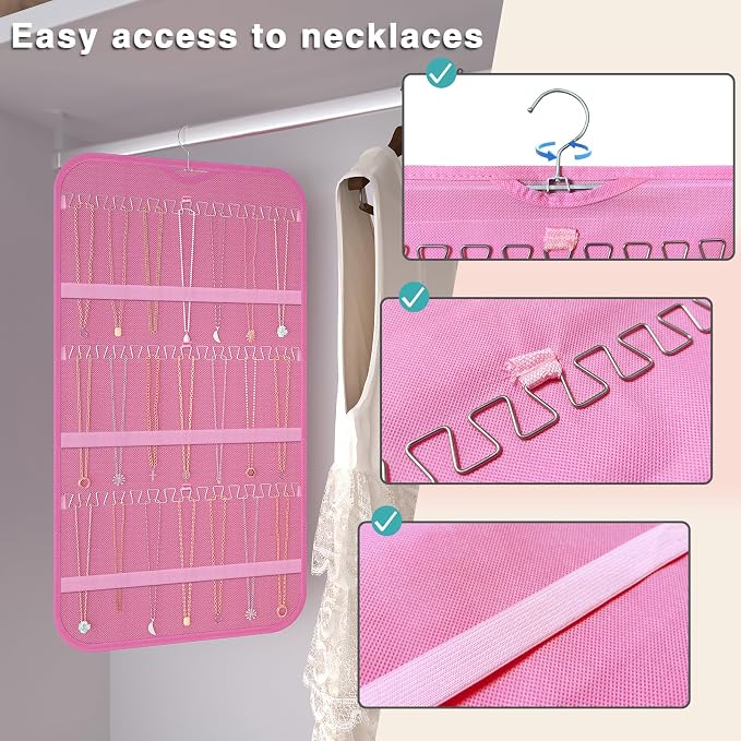 Hanging Jewelry Organizer Storage, 40 Pockets 36 Hooks Necklace Earring - Image 4