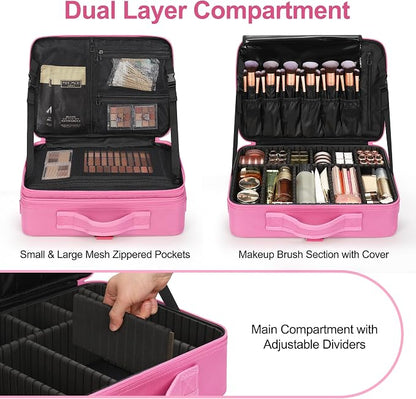 Relavel Makeup Case Large Makeup Bag Professional Train Case Travel Cosmetic - Image 3