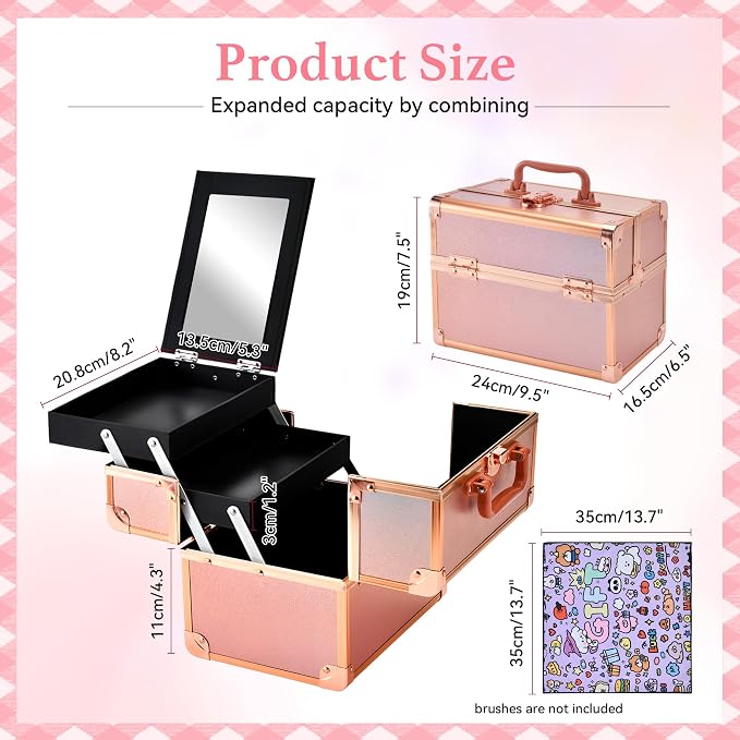 Makeup Train Case, Portable Makeup Case - Image 3