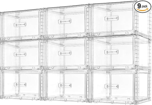Vtopmart 9 Pack 18QT Clear Stackable Storage Drawers, Easily Assemble Closet by Vtopmart