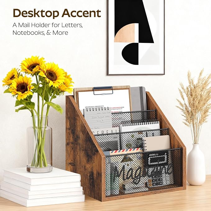 Magazine Holder, Wood Magazine Rack Floor, Mail Organizer Countertop, Magazine - Image 2
