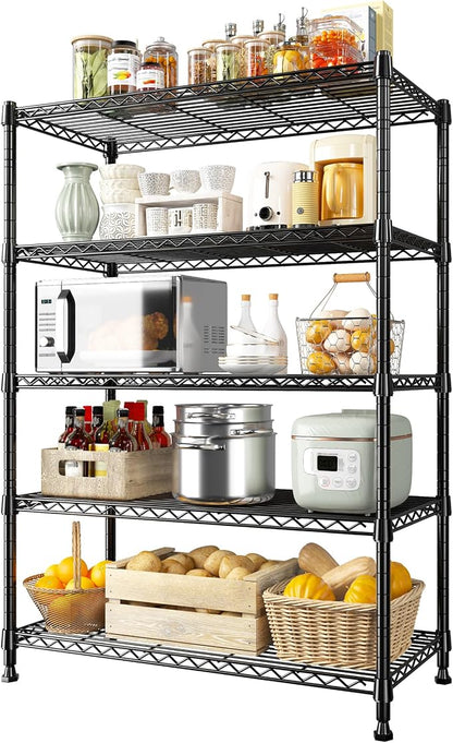 REIBII 5-Tier Wire Shelving Rack Storage Shelves Metal Shelves, 1020 LBS by REIBII