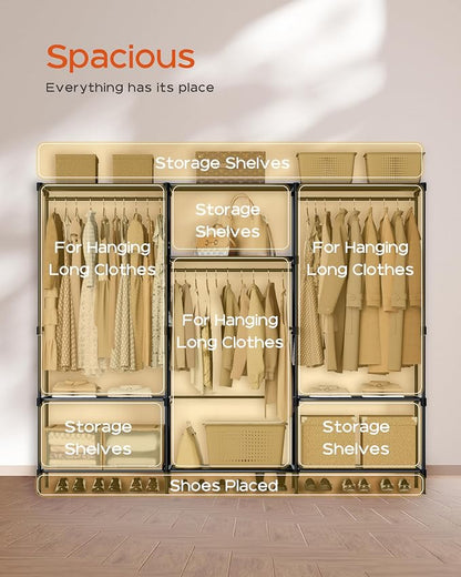 Clothes Rack, Portable Closet, 81.1 Inch Large Capacity Wardrobe Closet - Image 4