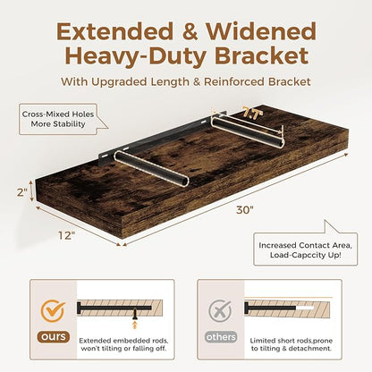 30 Inch Floating Shelves, 12 Inch Deep Floating Shelf - Image 3