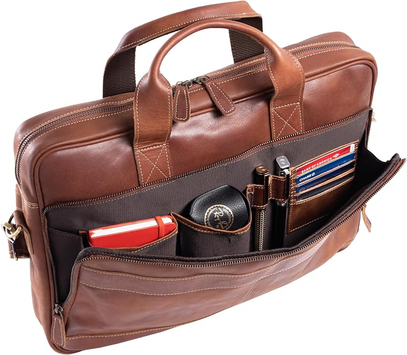 KomalC 16 Inch Leather briefcases Laptop Messenger Bags - Image 2