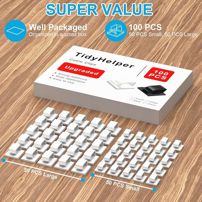 100 PCS Adhesive Cable Clips White, Upgraded Wall Wire Holder - Image 2