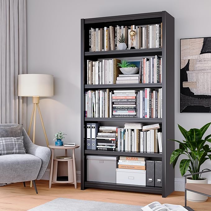 Bookshelf, 5 Shelf Bookcases, Tall Bookcase - Image 2