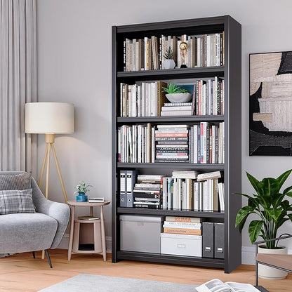 Bookshelf, 5 Shelf Bookcases, Tall Bookcase - Image 2