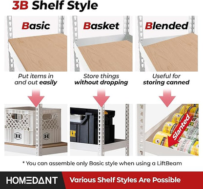 HOMEDANT 5 Tier Storage Shelves Adjustable Laminated Boltless Garage Metal - Image 4
