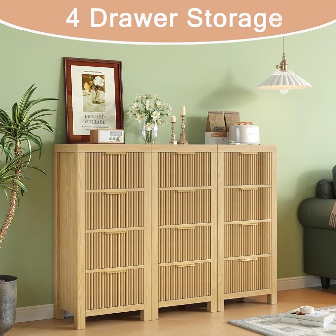 Mid-Century Modern Tall Wooden Dresser - Image 5