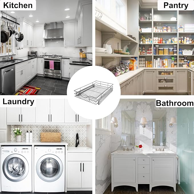 Pull Out Cabinet Organizer 26" W x 21" D, Heavy Duty Kitchen Cabinet Pull Out - Image 6