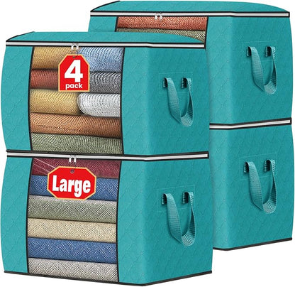 Fab totes 24 Gallons Clothes Storage, Foldable Thick Fabric Blanket Storage Bags by Fabtotes