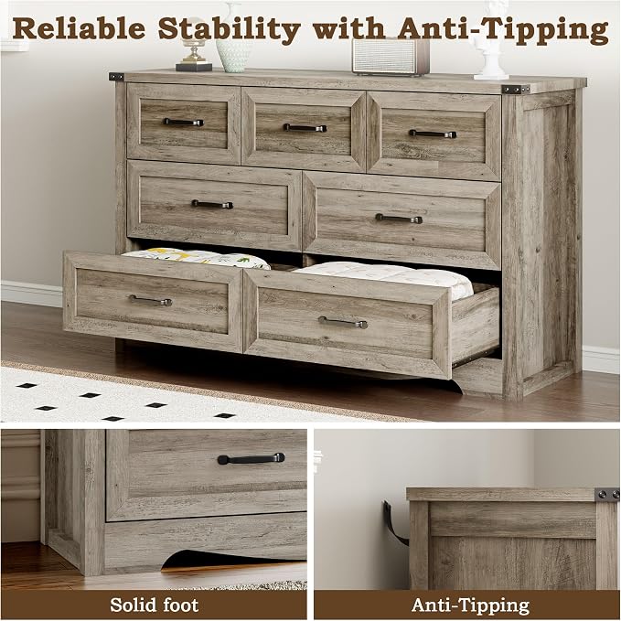 7-Drawer Dresser for Bedroom, Modern Wooden Chest of Drawers - Image 6