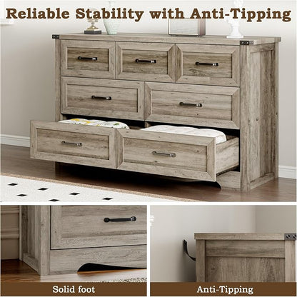 7-Drawer Dresser for Bedroom, Modern Wooden Chest of Drawers - Image 6