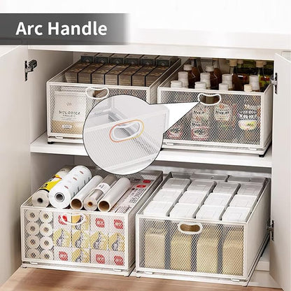 Sliding Cabinet Basket Organizer Drawer Self Adhesive Slide out Pantry Shelves - Image 8