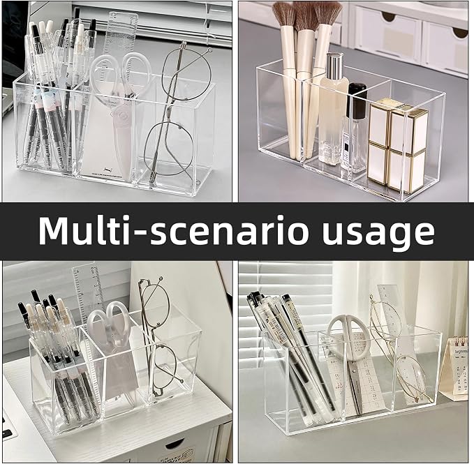 Acrylic Makeup Brush Holder, 2 Pack Clear Pencil Holder, Desk Accessories Holder - Image 7