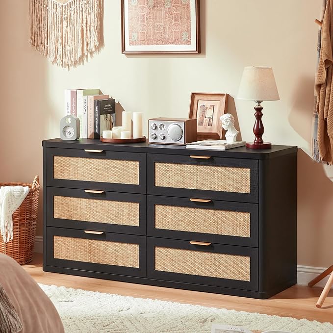 LEYAOYAO Rattan 6 Drawer Dresser - Image 8