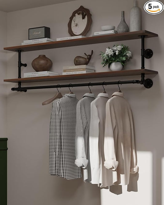 Clothes Rack 60in, Wall Mounted Garment Rack by INDUSTRIALSHELVESDESIGN