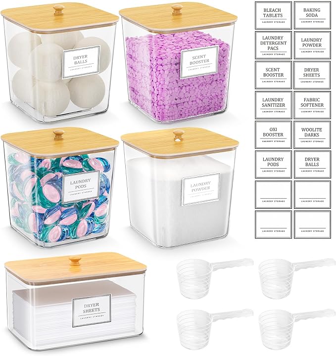 4+1 Pack Laundry Room Organization Containers, Large Laundry Detergent Powder by Unknown