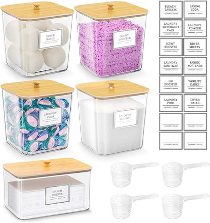 4+1 Pack Laundry Room Organization Containers, Large Laundry Detergent Powder by Unknown