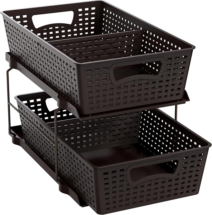 Simple Houseware 2 Tier Bathroom Organizer Tray Pull-Out Sliding Drawer by SimpleHouseware