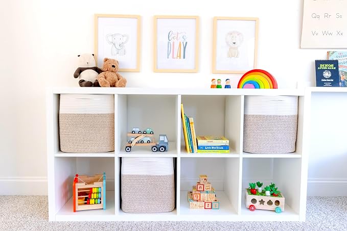 NaturalCozy 13 Inch Cube Storage Bins Cotton Rope Woven Baskets - Image 3