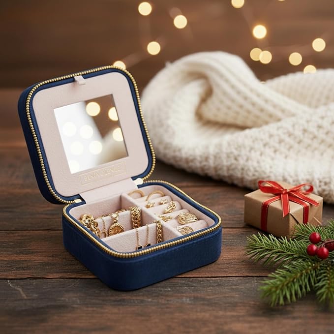 Benevolence LA Plush Velvet Jewelry Box | Travel Jewelry Case Organizer - Image 8